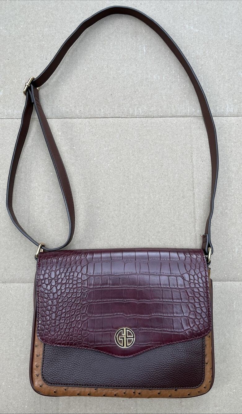 Giani Bernini Women's Crossbody Purse Faux Leather, Croc, & Ostrich Tri Color